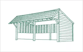 Houten schuilstallen voor paarden | Ontdek de Double schuilstal: sterk, veilig een visuele meerwaarde voor je eigendom | Bescherming voor 2 paarden